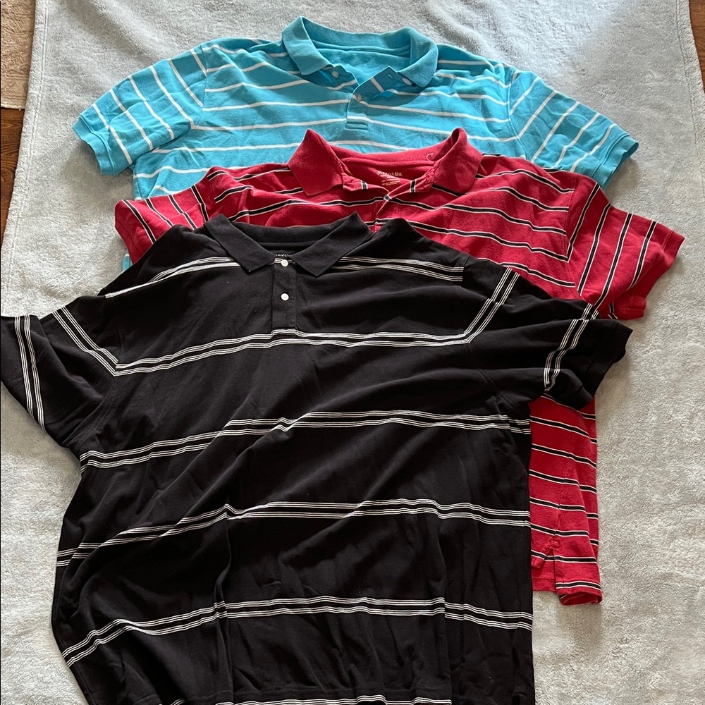 St. John's Bay Men's Striped Polo Shirts - Black, Red, Blue